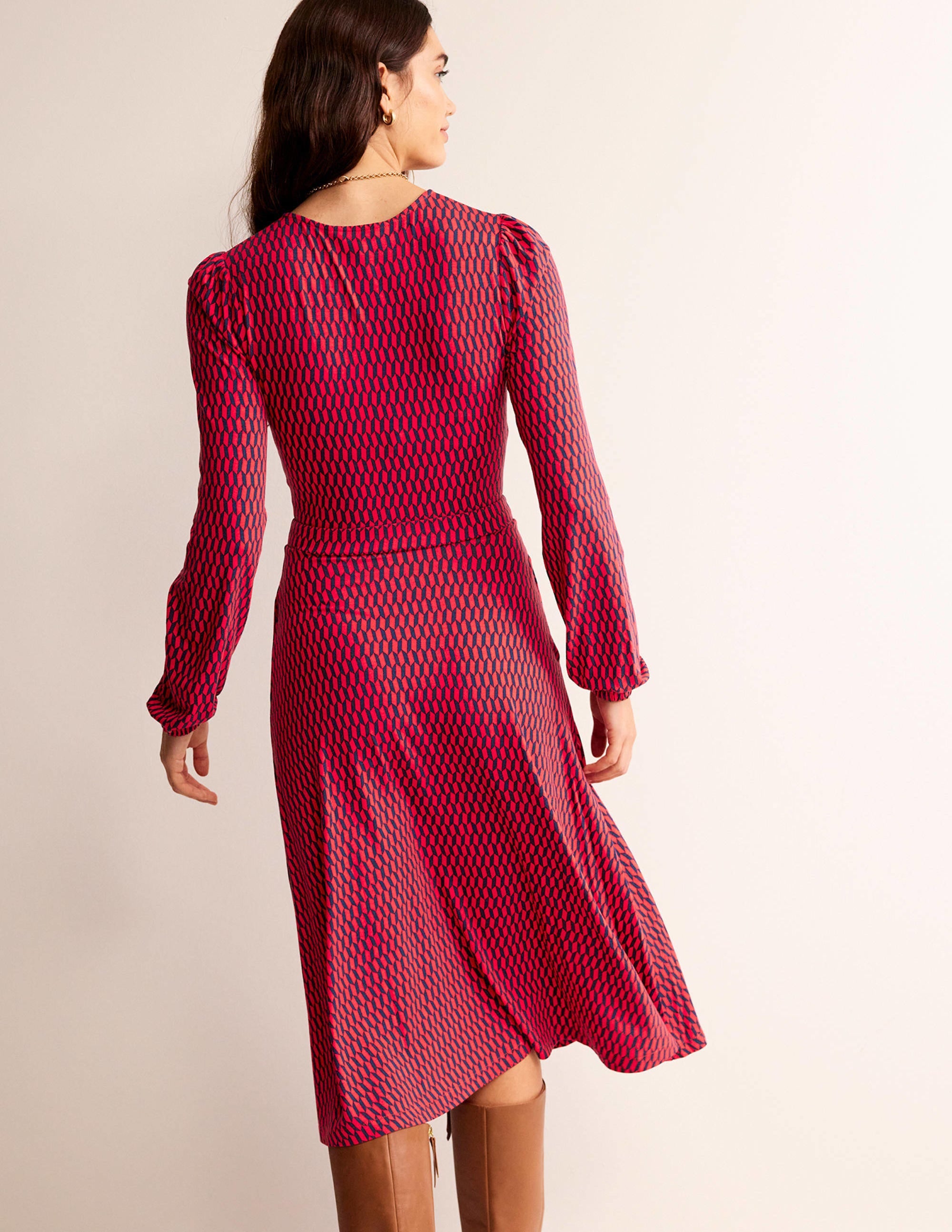 Camille Midikleid aus Jersey-Leuchtendes Rot, Fliesen - Image 3