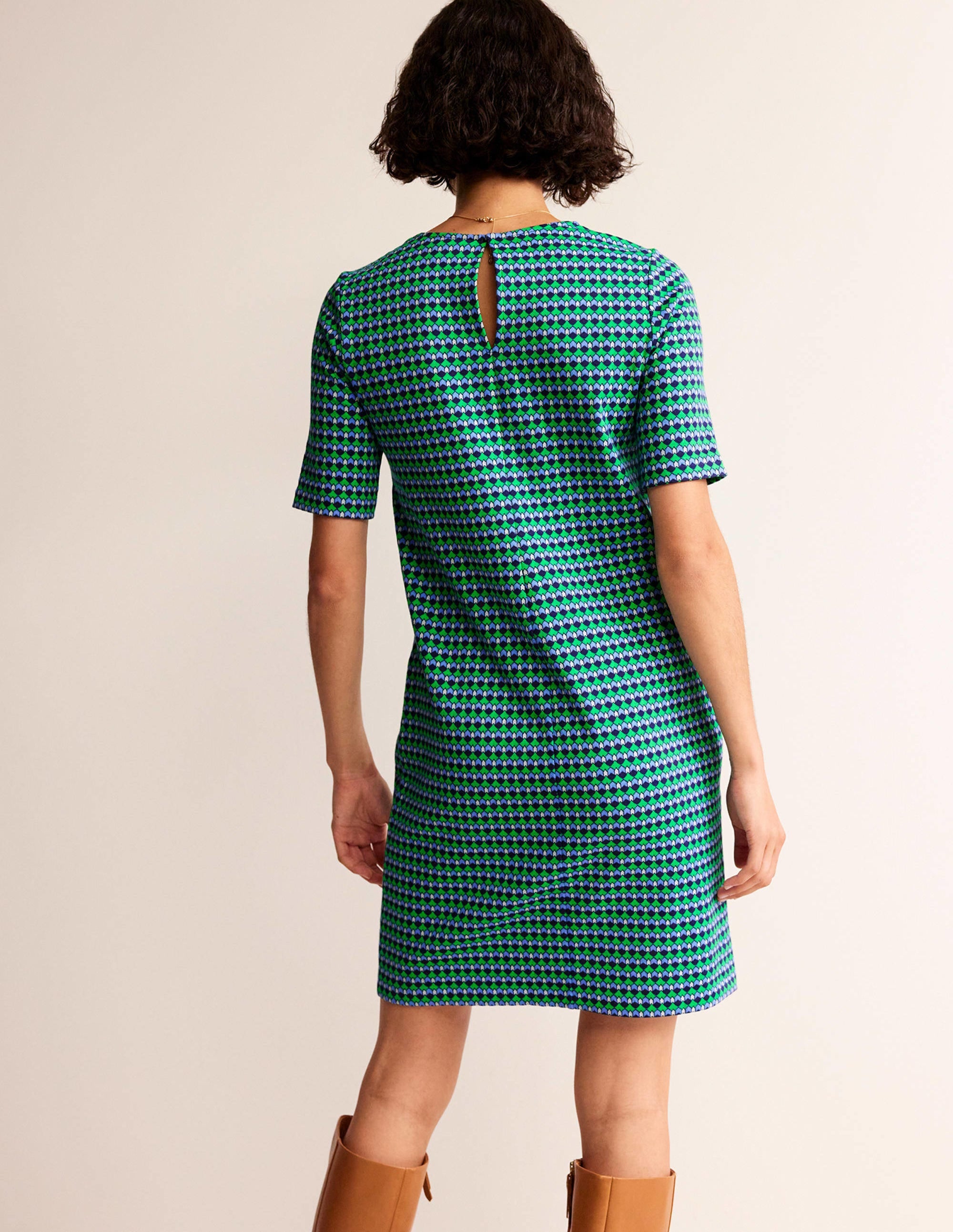Robe Ivy en jersey jacquard-Vert lumineux, motif Terrace Geo - Image 3