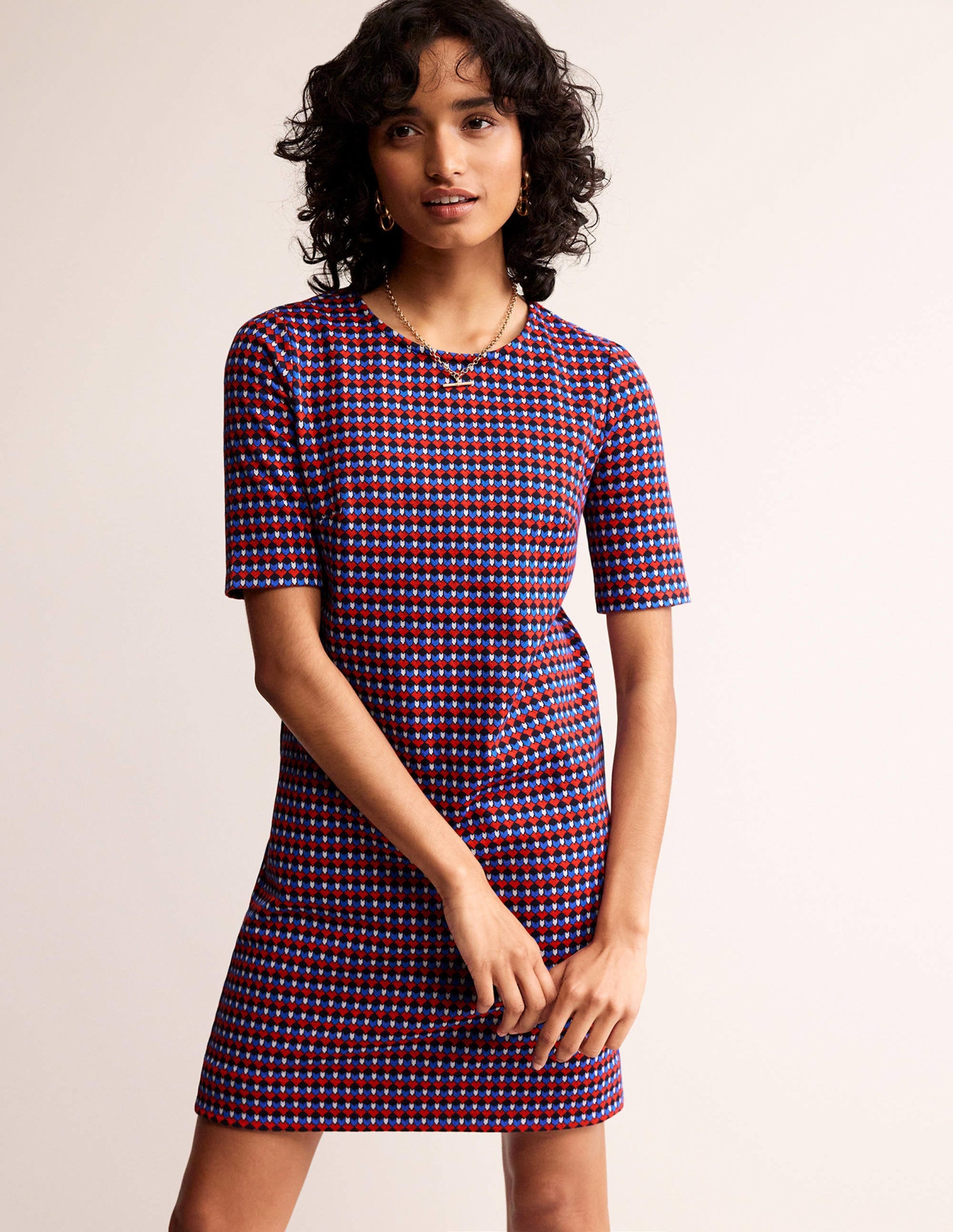 Ivy Kleid aus Jacquard-Jersey-Salsa, Terrasse Geo - Image 1