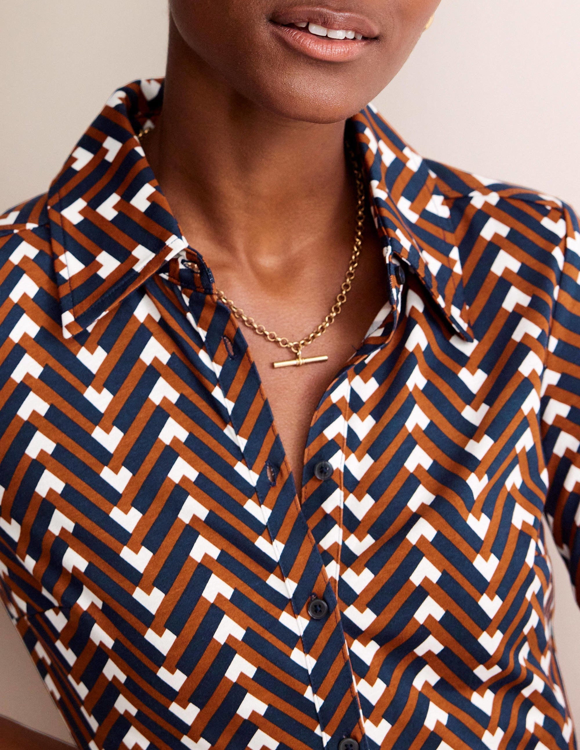 Robe-chemise Jessie en jersey-Citrouille, motif Chevron Geo - Image 2