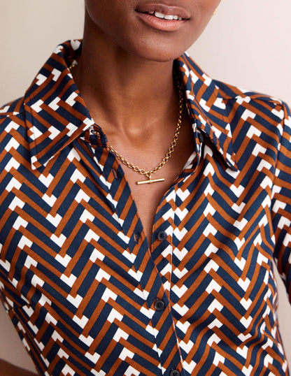 Jessie Jersey-Hemdblusenkleid-Kürbis, Chevron Geo