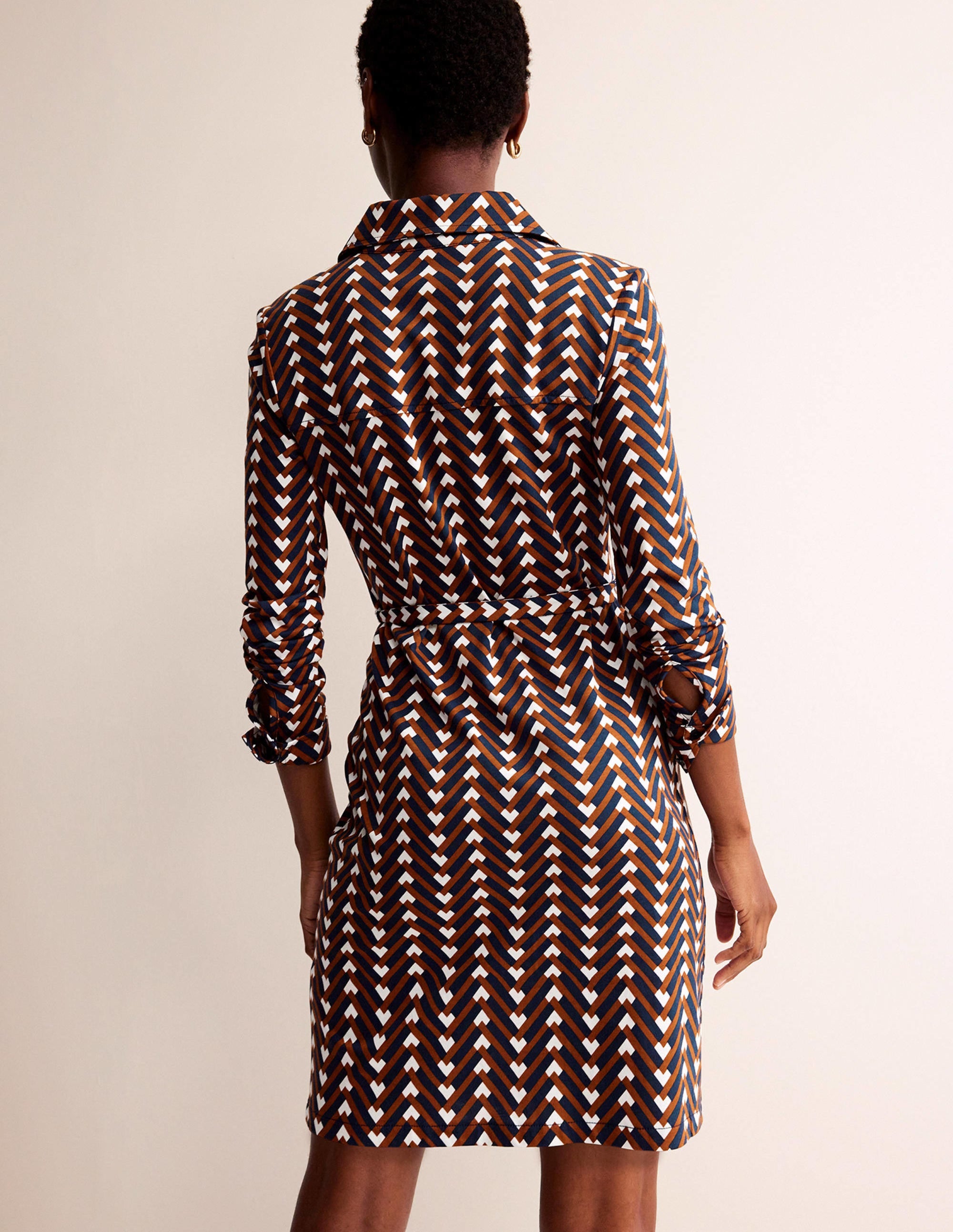 Robe-chemise Jessie en jersey-Citrouille, motif Chevron Geo - Image 3