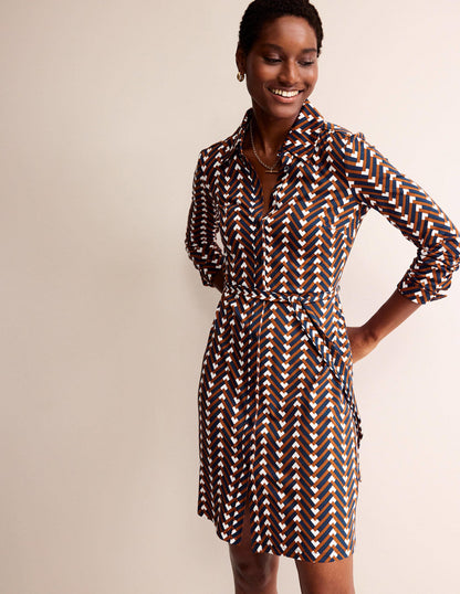 Jessie Jersey-Hemdblusenkleid-Kürbis, Chevron Geo