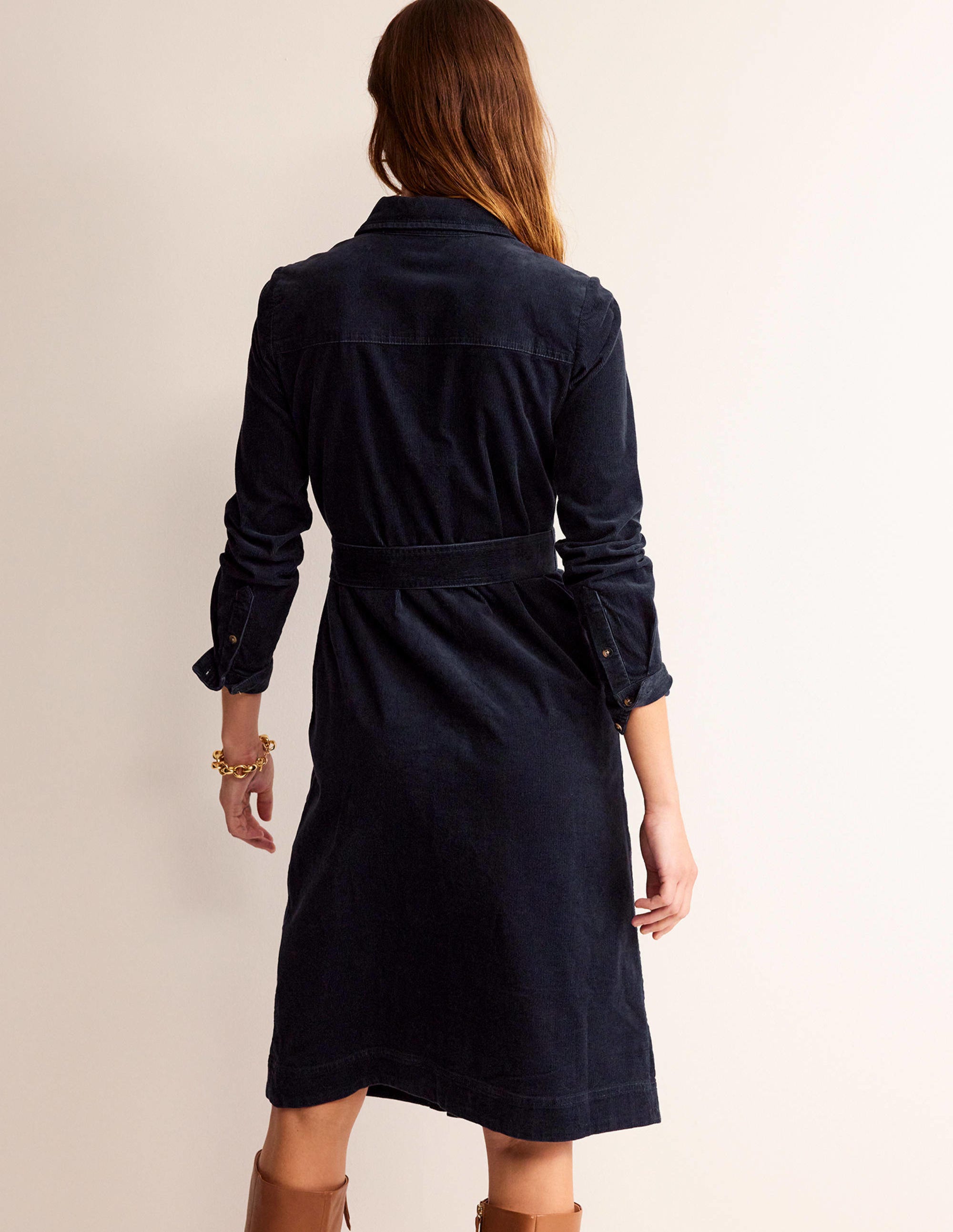 Eloise Midi-Hemdkleid aus Cord-Marineblau - Image 3