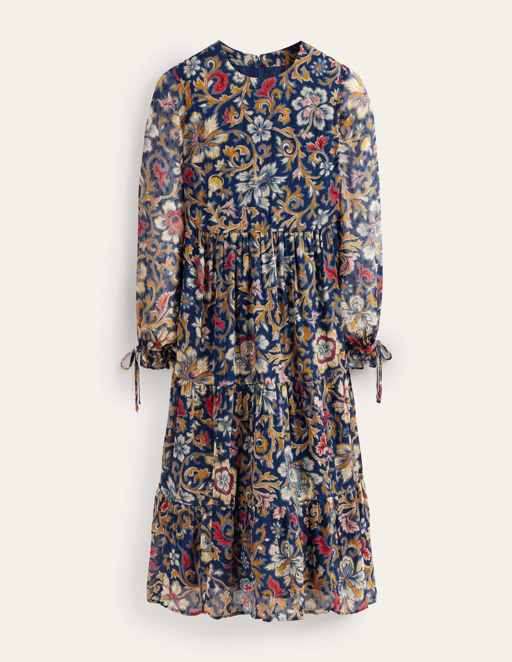 Midikleid mit Bindedetail-Bunt, Botanische Wiese-6