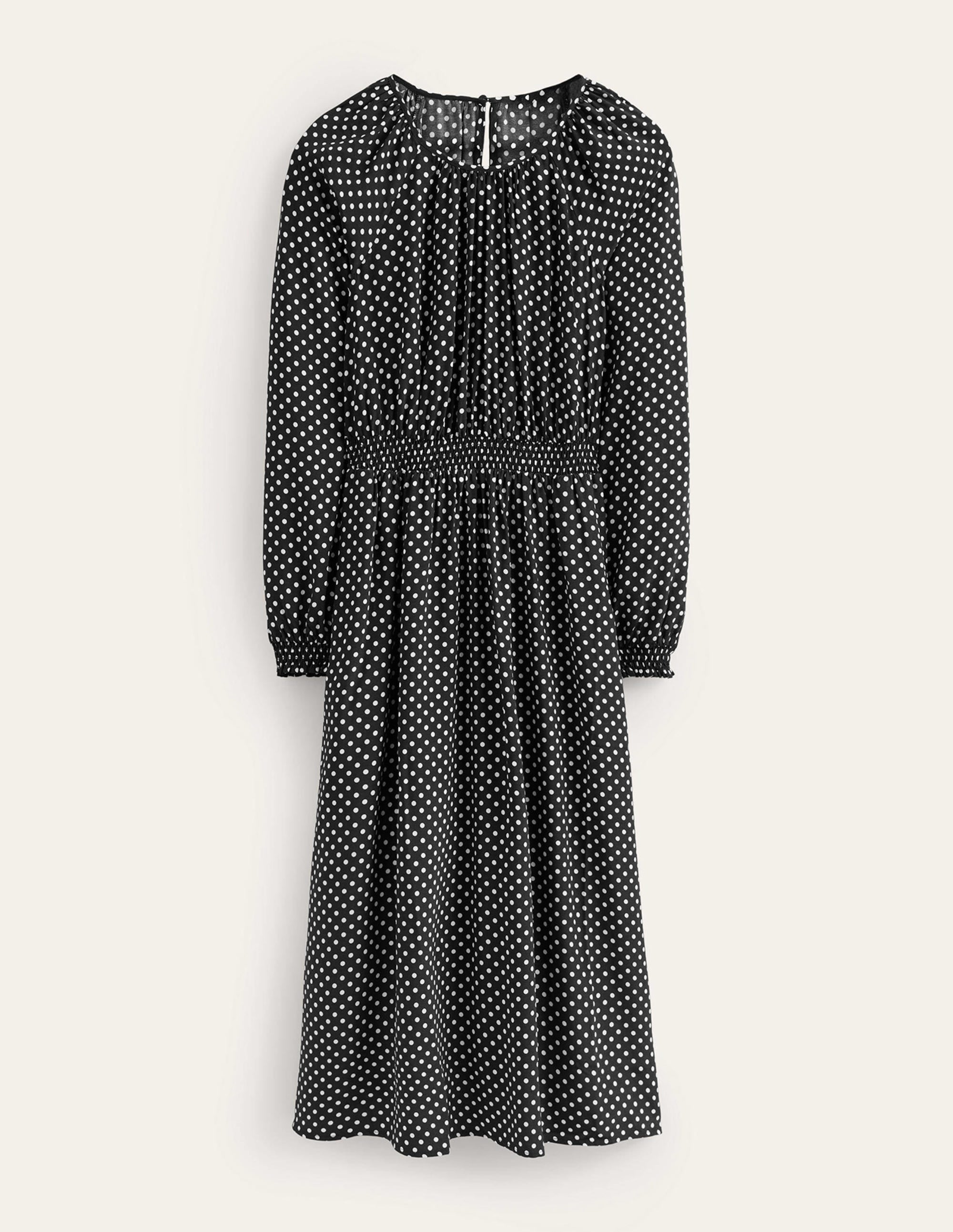Gather Raglan Midi Dress-Black, Dotty - Image 5