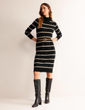 Robe Verity en maille-Noir et camel