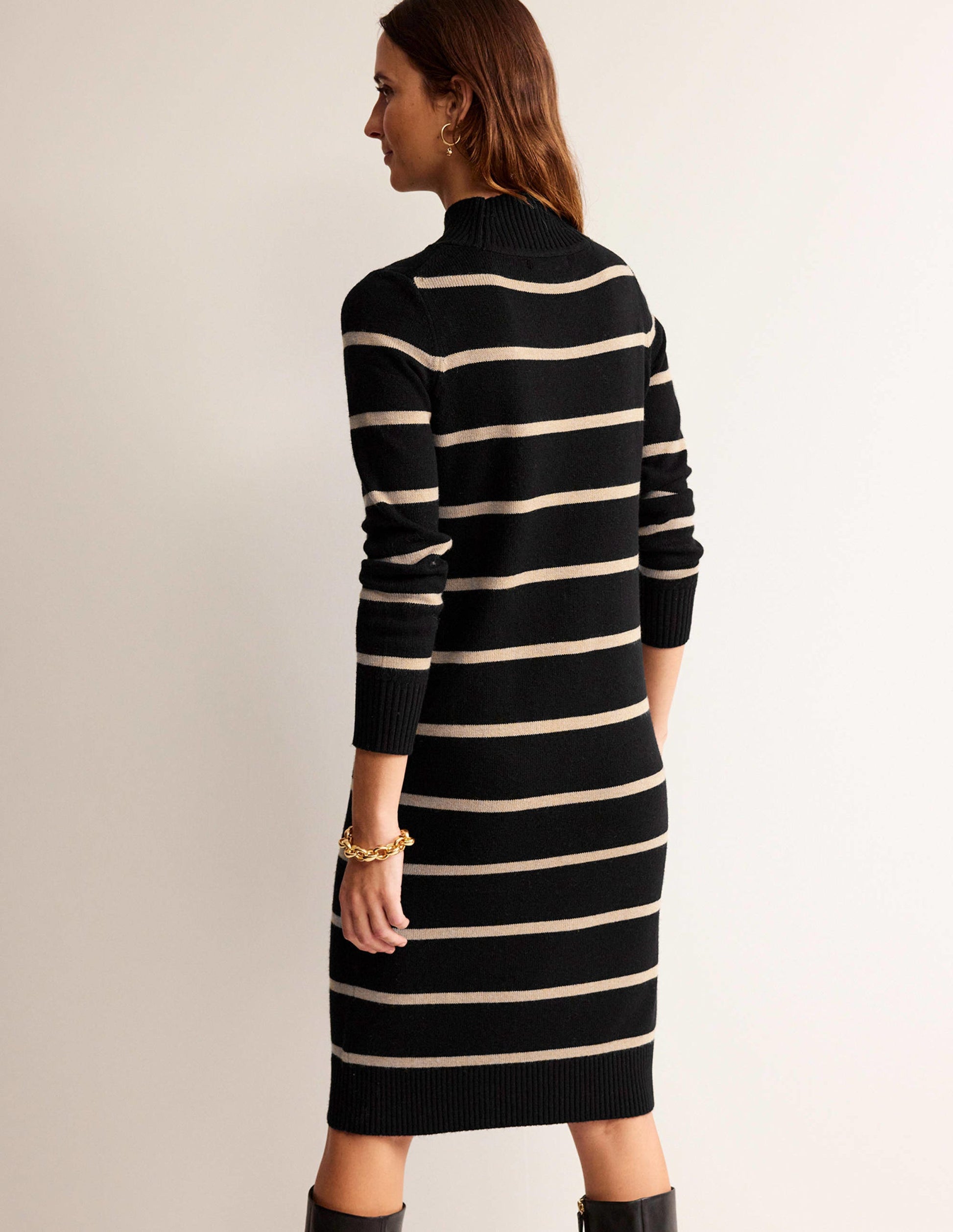Robe Verity en maille-Noir et camel-3