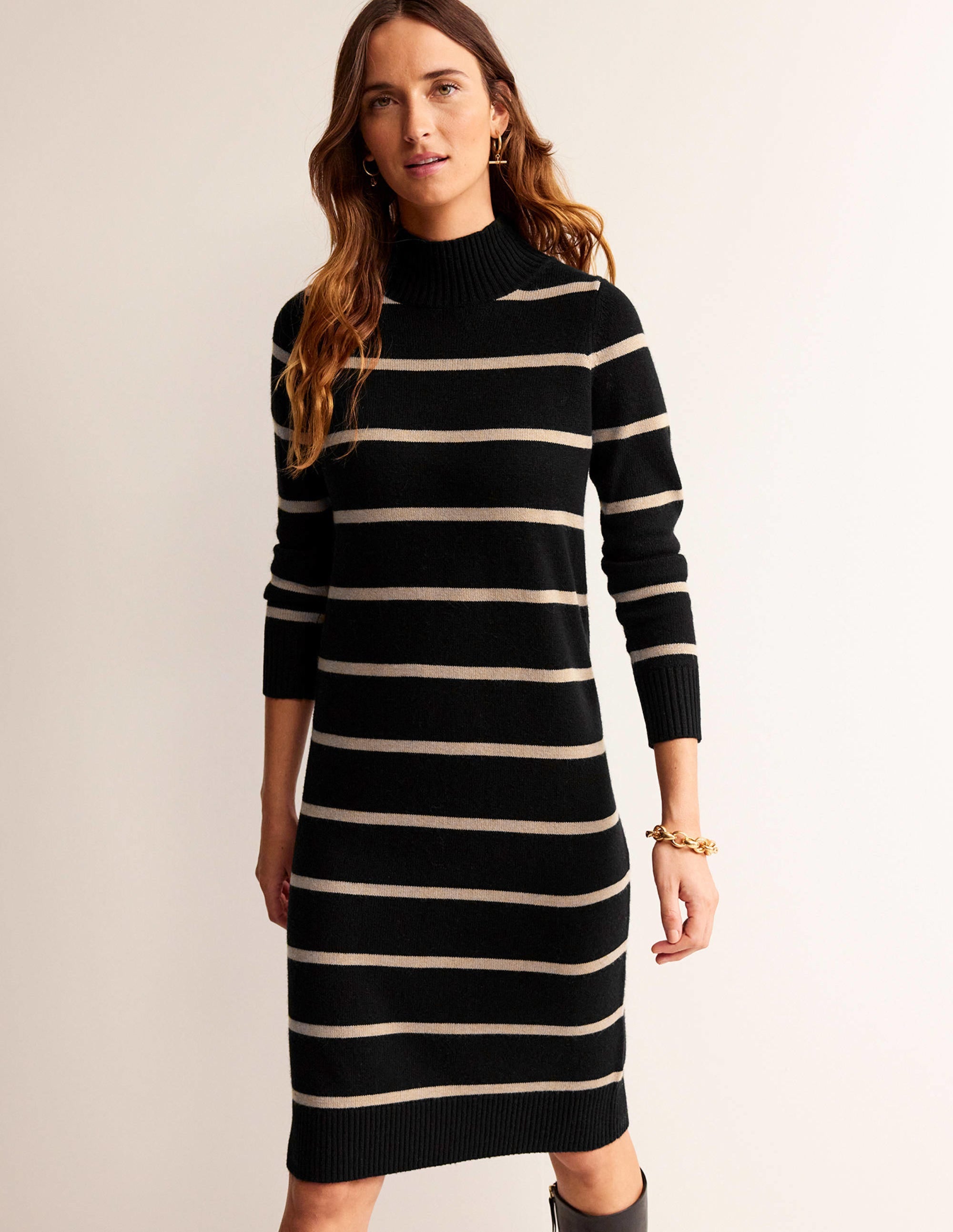 Robe Verity en maille-Noir et camel - Image 4