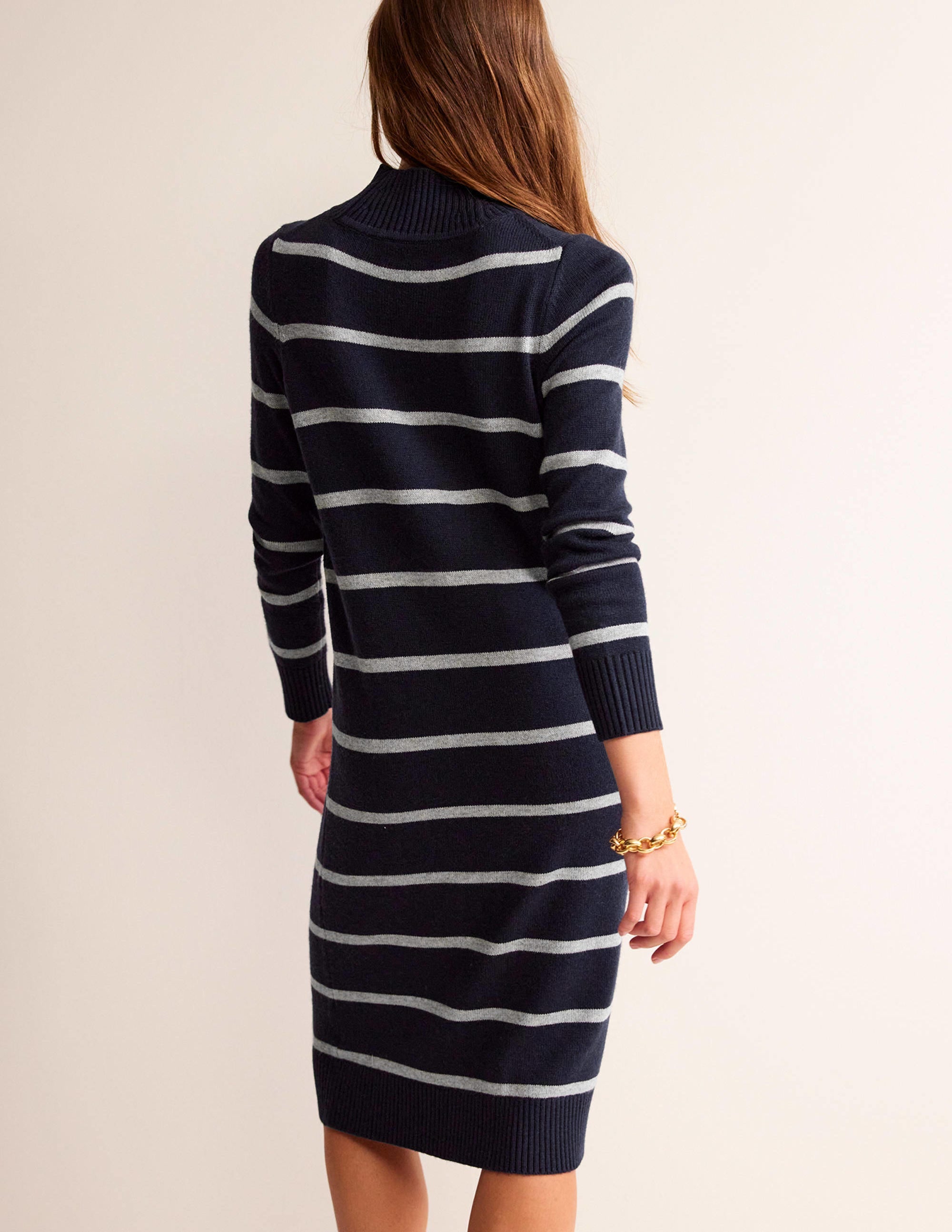 Verity Knitted Dress-Navy and Grey Melange - Image 4