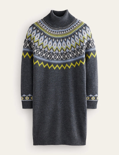 Edith Fair-Isle-Strickkleid-Anthrazit Meliert-5