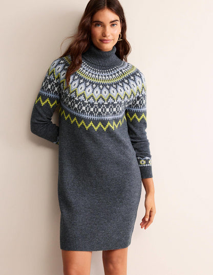 Edith Fair-Isle-Strickkleid-Anthrazit Meliert-4
