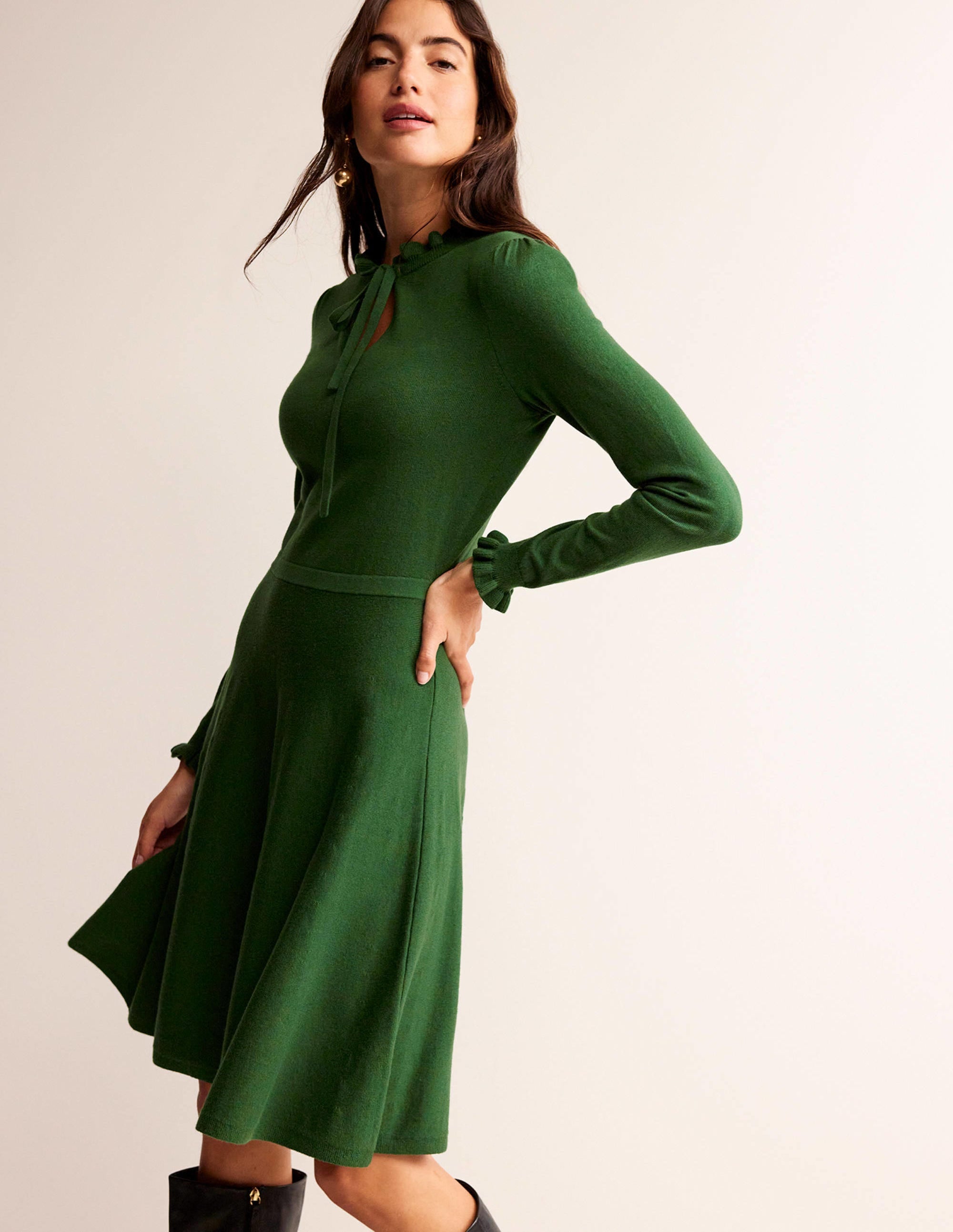 Robe volantée-Vert amazonien - Image 1