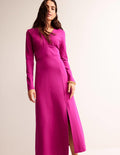 Maxikleid mit V-Ausschnitt-Pflaumenfarben