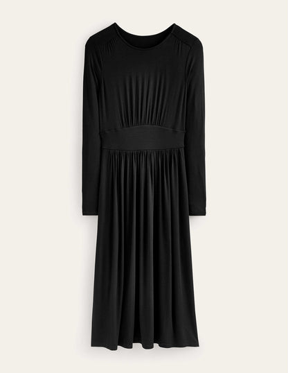 Thea Long Sleeve Midi Dress-Black-7