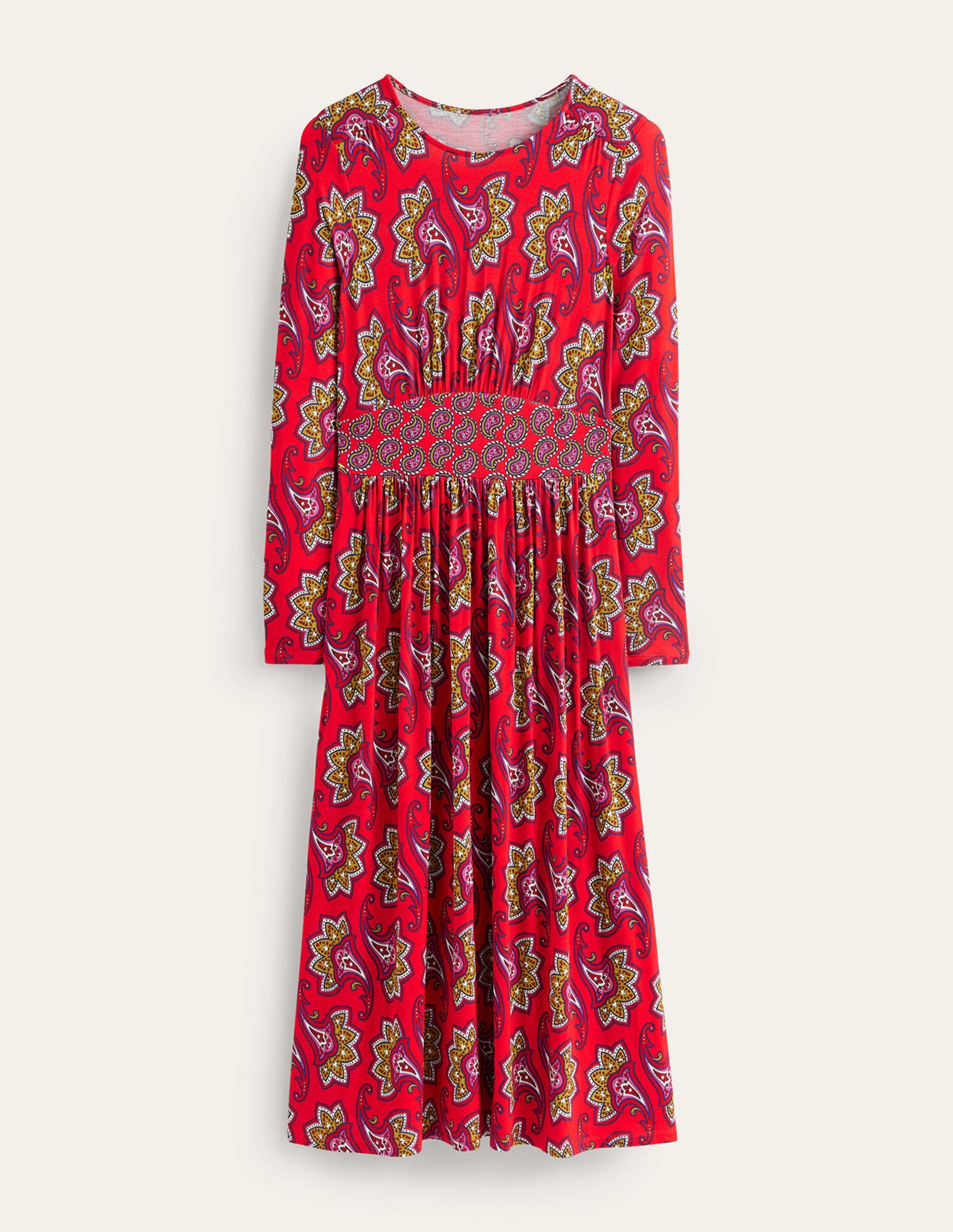 Thea Jersey-Midikleid mit langen Ärmeln-Rot, Paisley-Amaryllis - Image 6