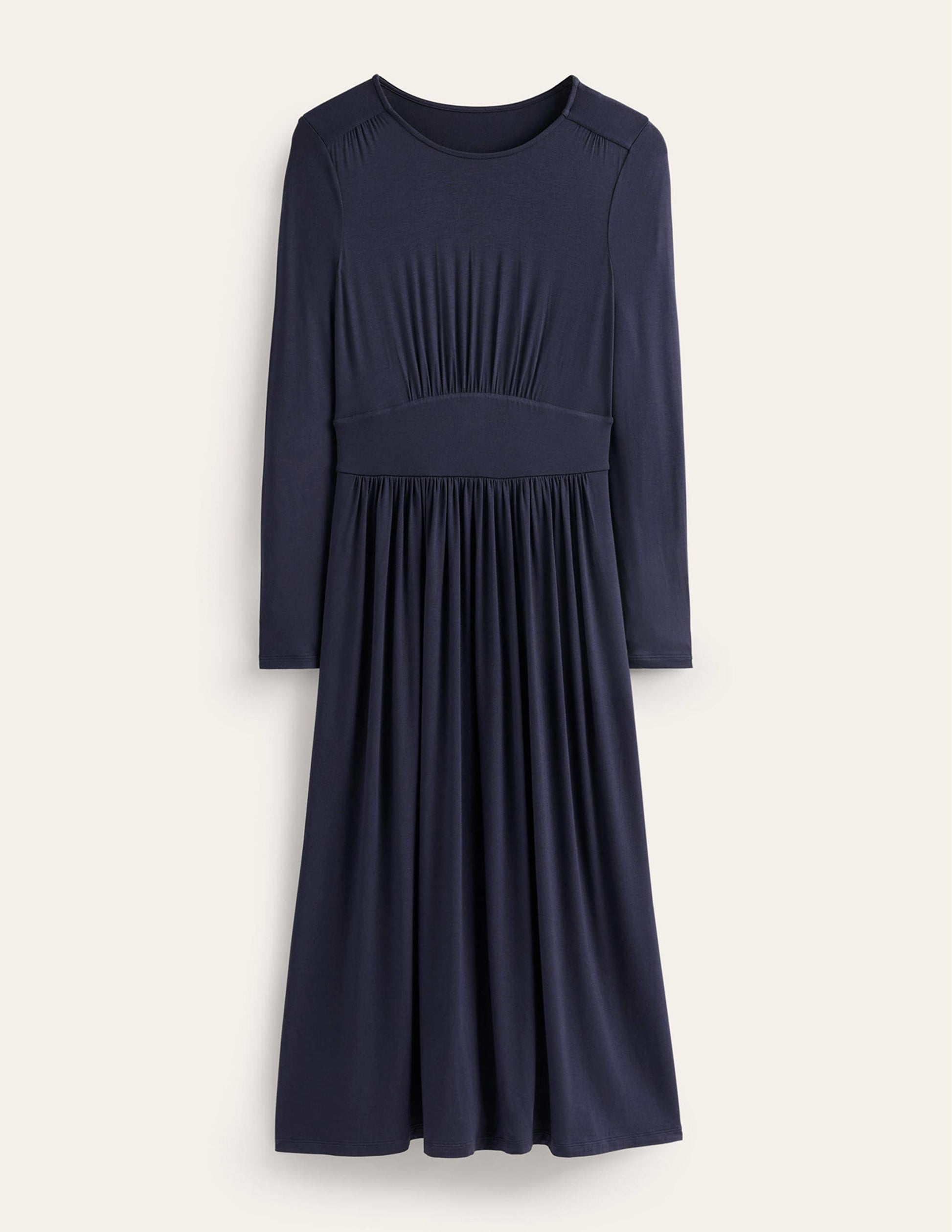 Thea Jersey-Midikleid mit langen Ärmeln-Marineblau-5