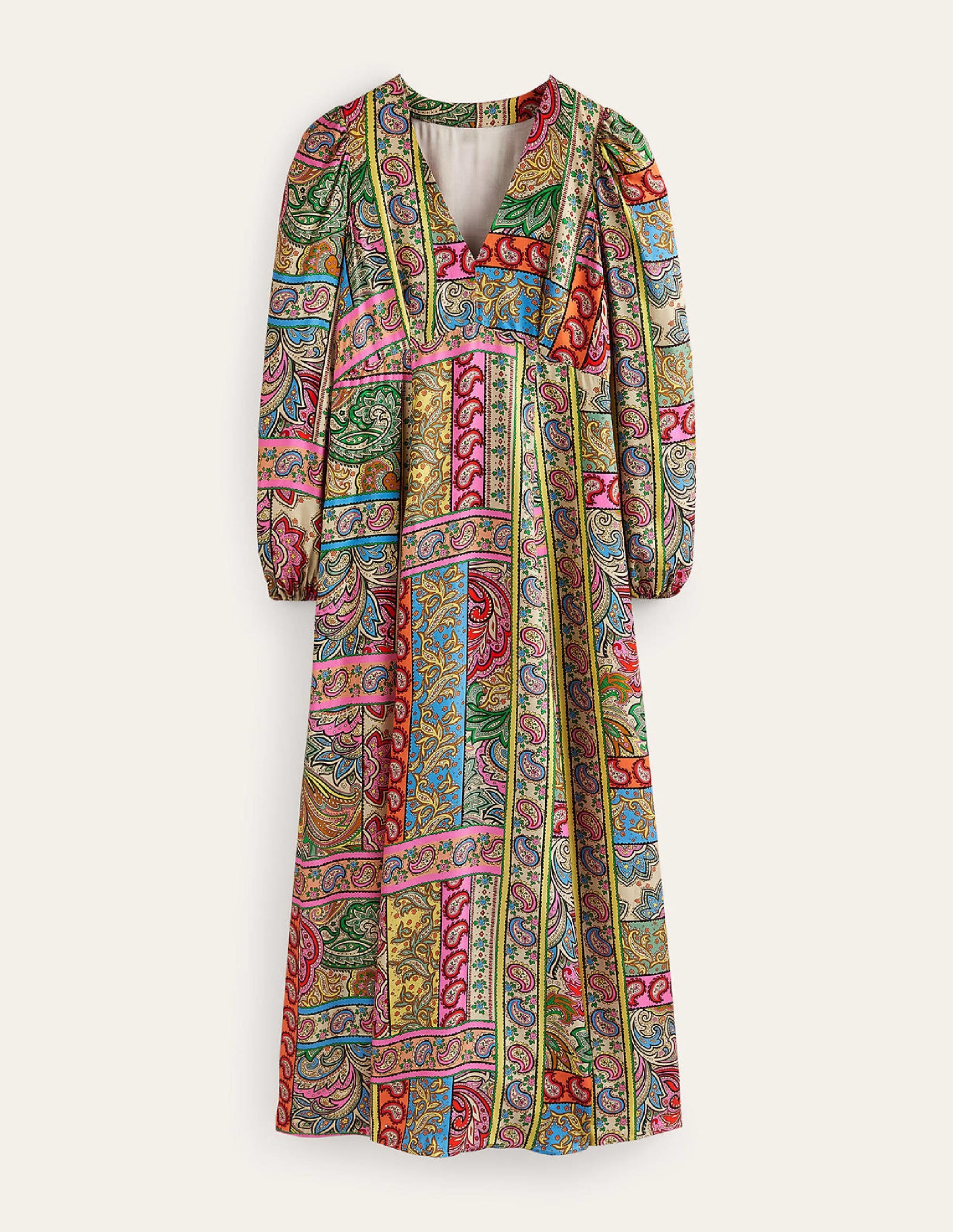 Maxi-Teekleid mit Blousonärmeln-Bunt, Patchwork - Image 6