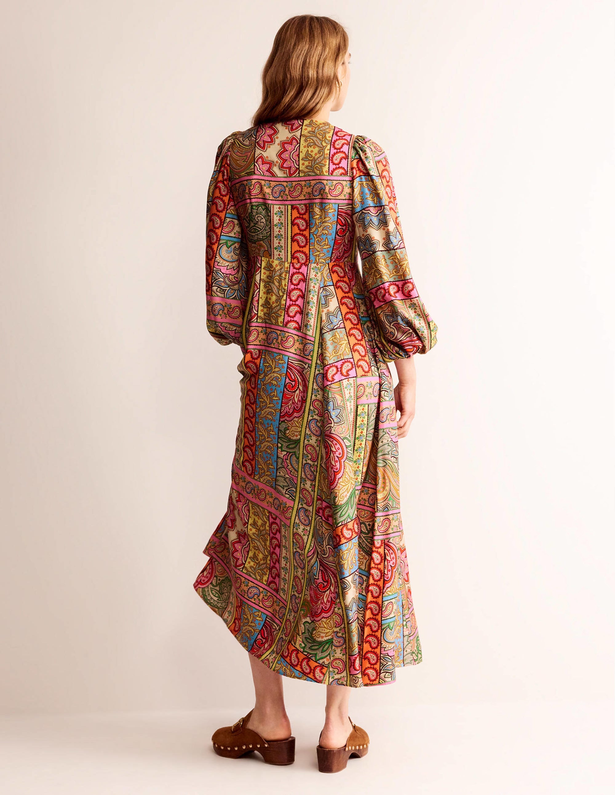 Maxi-Teekleid mit Blousonärmeln-Bunt, Patchwork - Image 3
