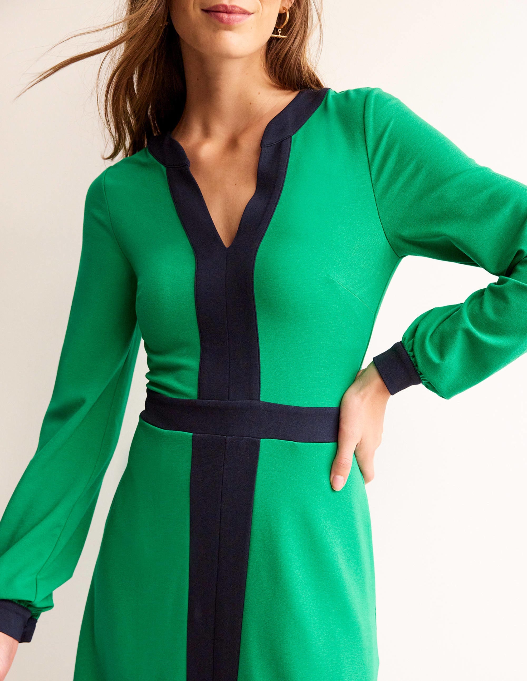 Midikleid in Blockfarben-Grün und Marineblau - Image 3