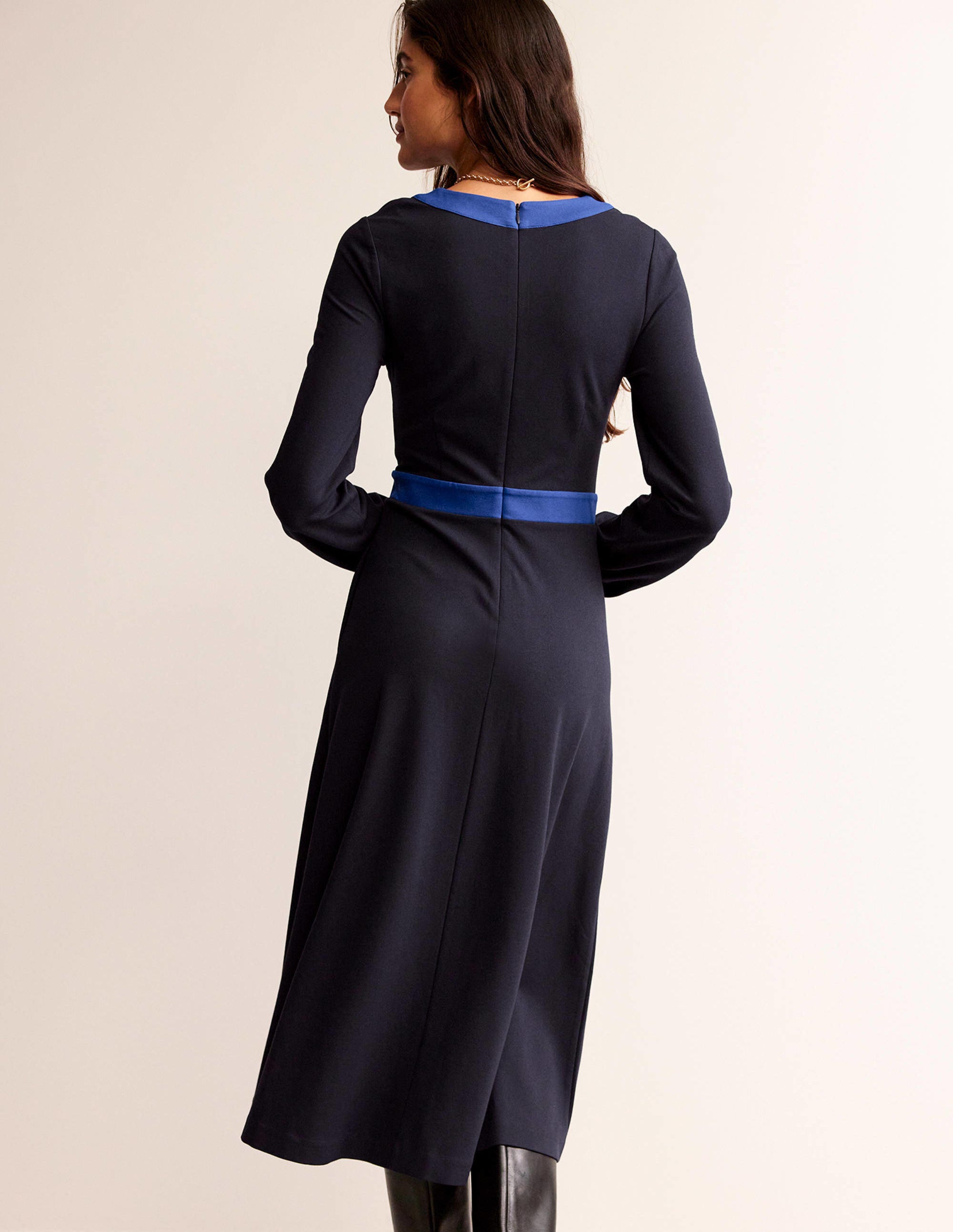 Midikleid in Blockfarben-Marineblau und leuchtendes Blau - Image 3
