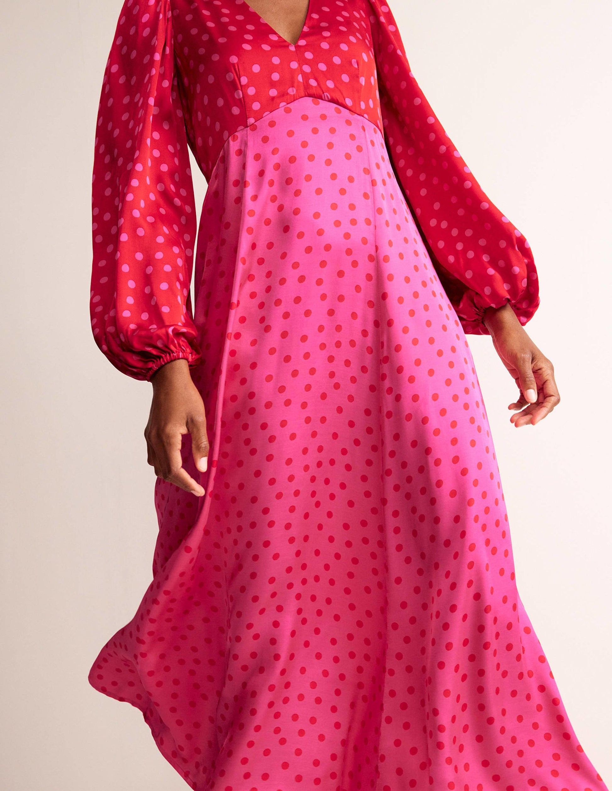 Robe style 40s midi à manches blousantes-Salsa, motif Dotty Spot-2