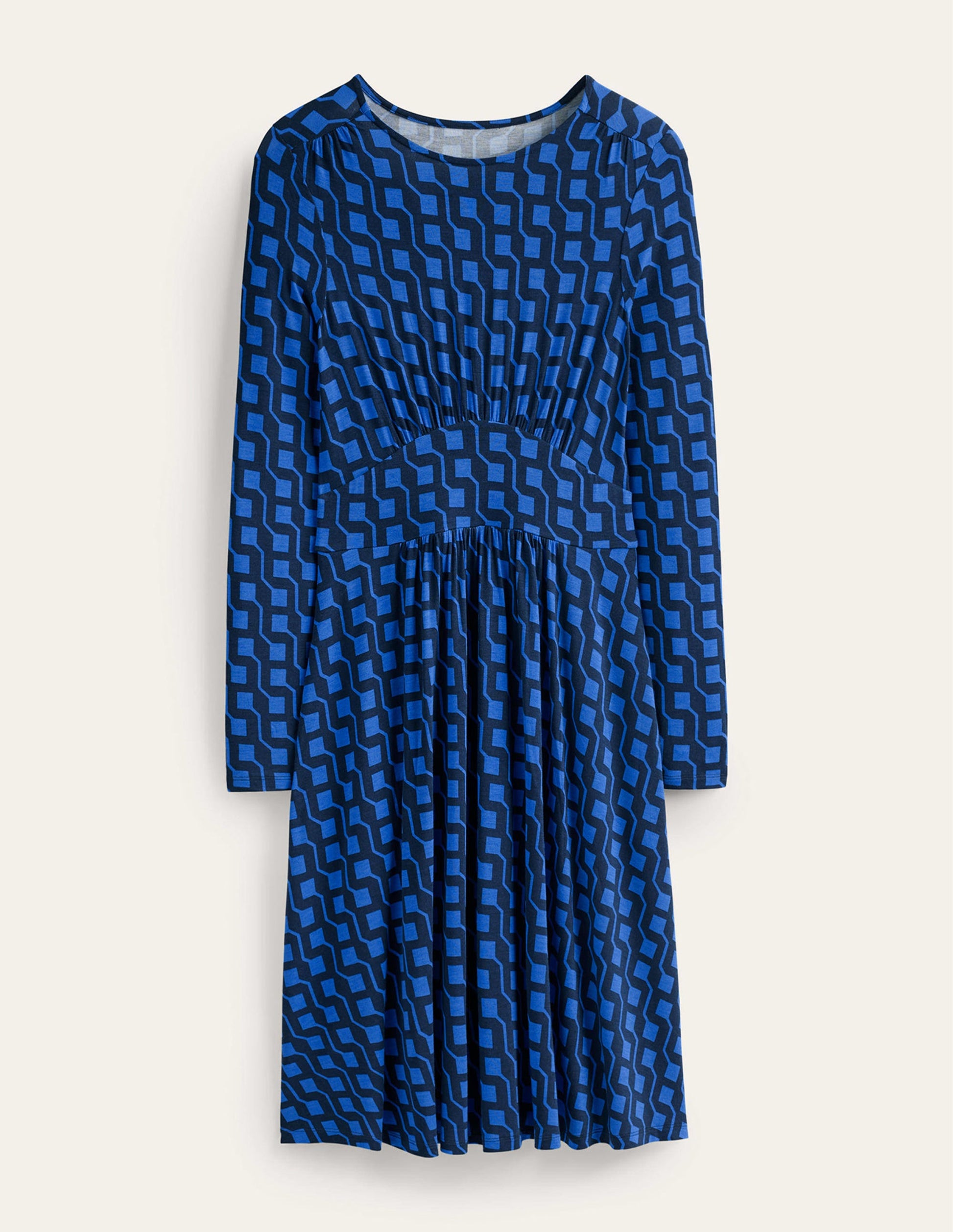 Robe courte Thea en jersey-Cobalt vif, motif Cube Geo-5