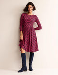 Robe courte Thea en jersey-Pivoine vif, motif Geo Fall