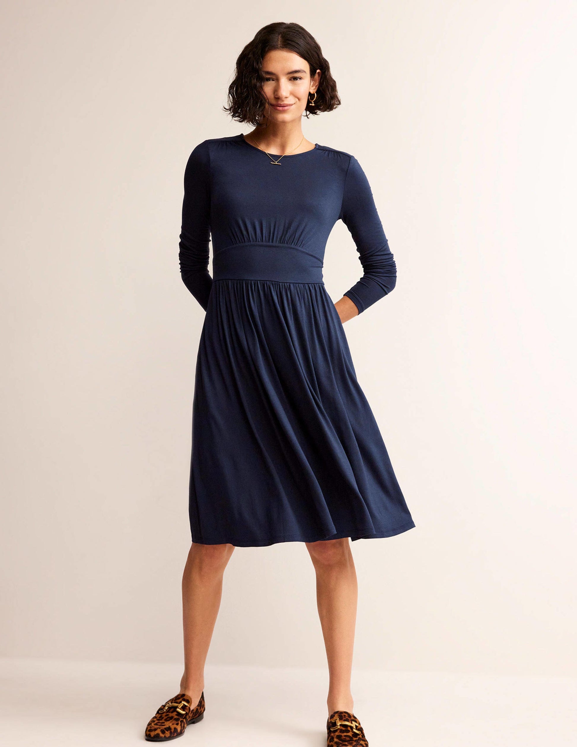 Thea Short Jersey Dress-Navy-1