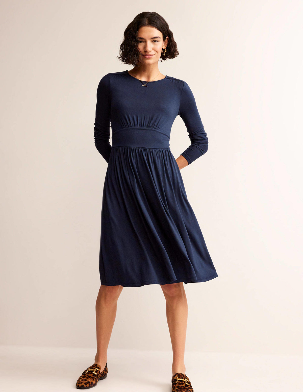 Thea Short Jersey Dress-Navy - Image 1