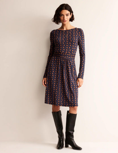 Abigail Jerseykleid-Cognac, Geo-Würfel-5