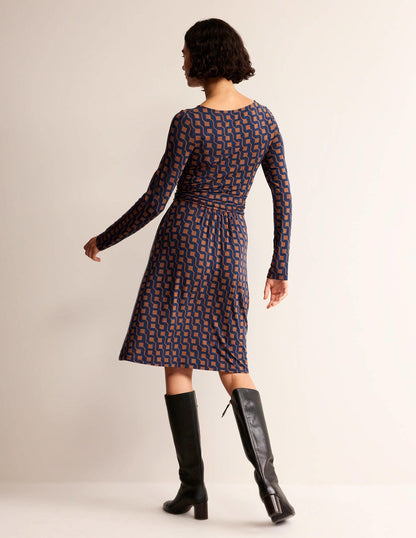 Abigail Jerseykleid-Cognac, Geo-Würfel-6