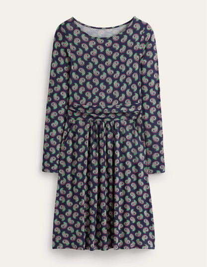 Abigail Jerseykleid-Marineblau, Paisley-Muster-5