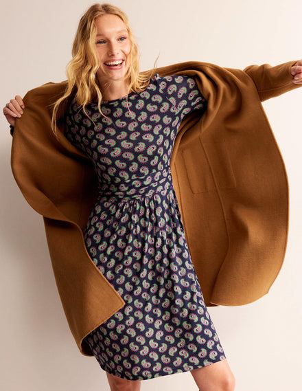 Abigail Jerseykleid-Marineblau, Paisley-Muster