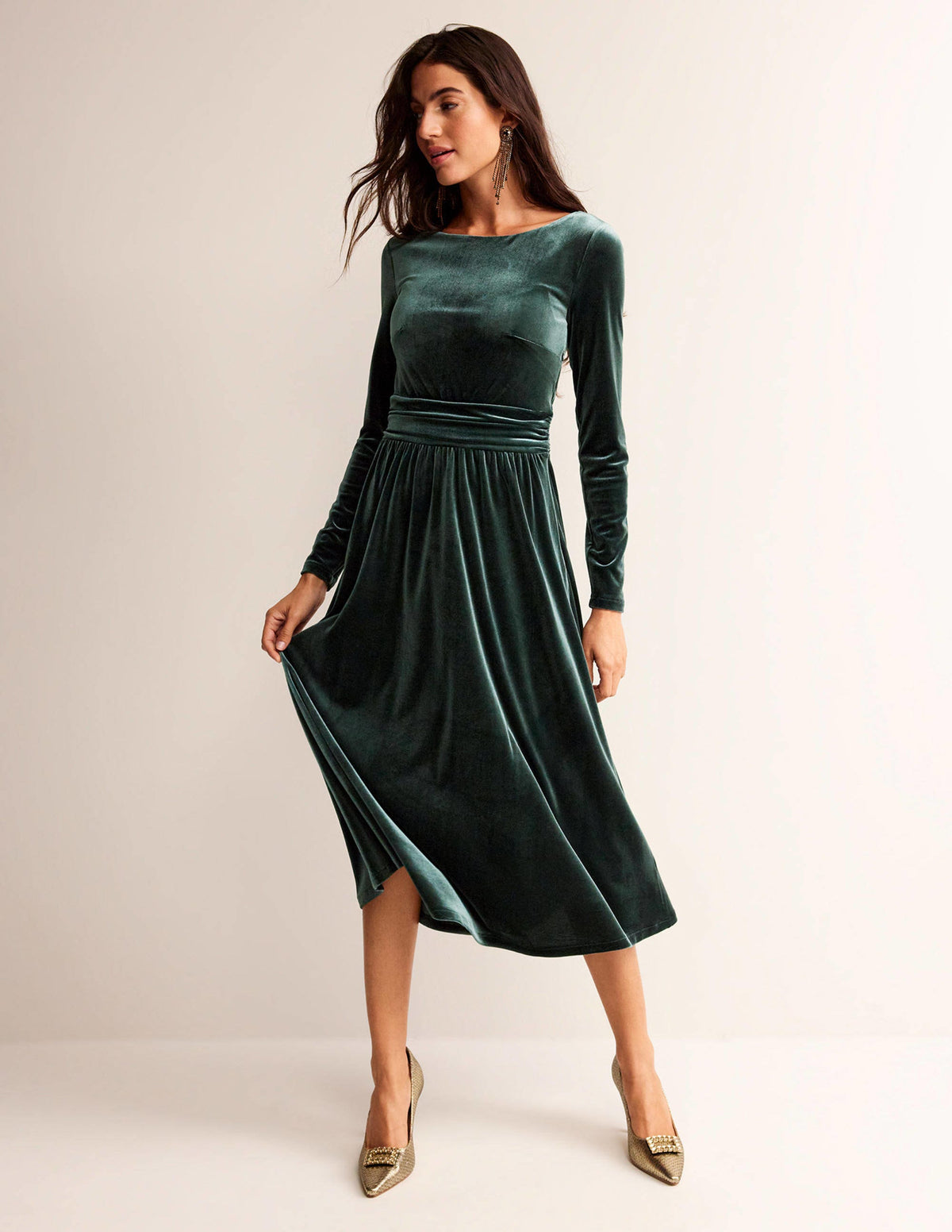 Abigail Midikleid aus Samt-Chatsworth-Grün - Image 1