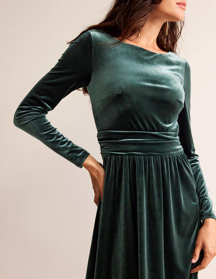 Abigail Midikleid aus Samt-Chatsworth-Grün