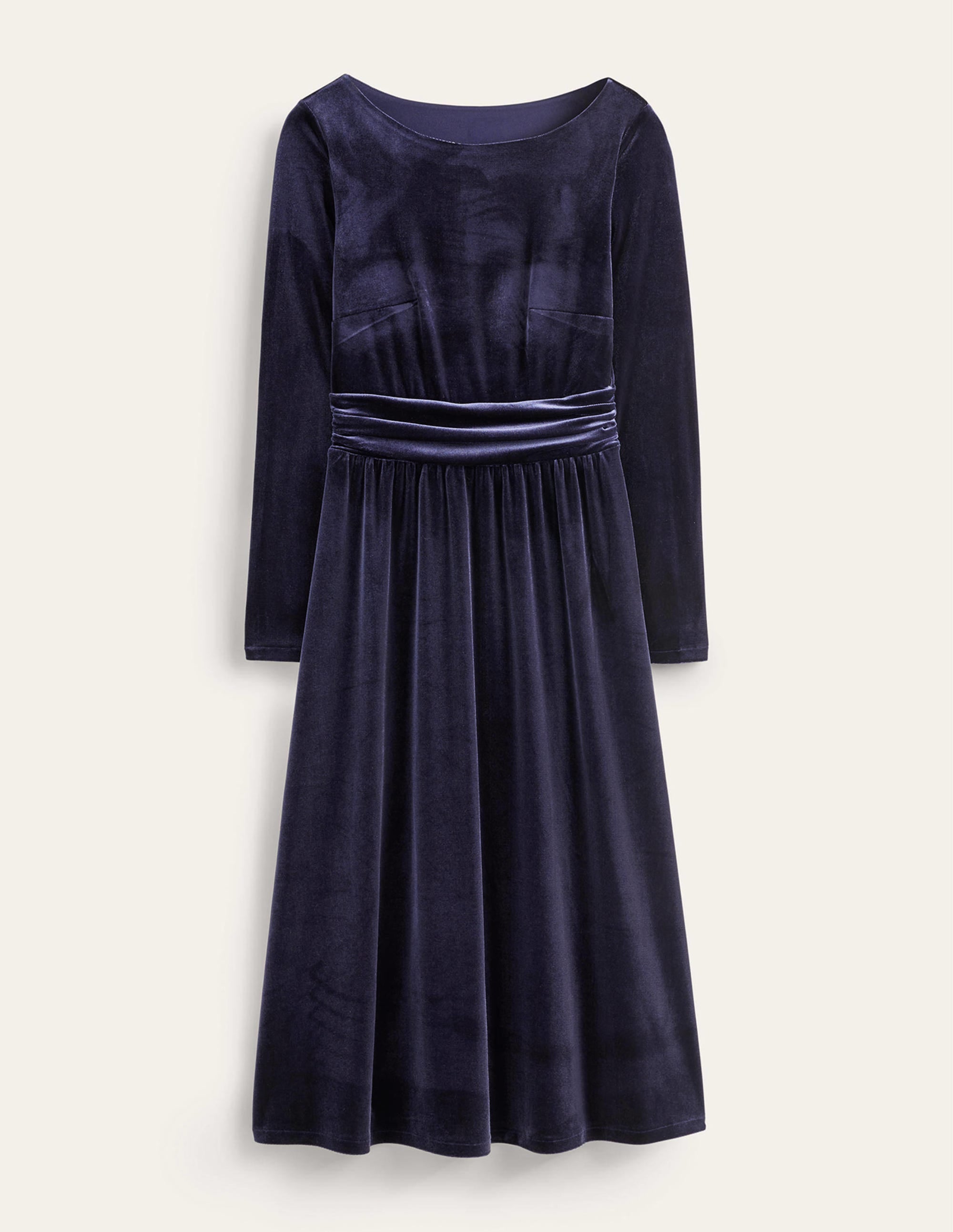 Robe midi Abigail en velours-Bleu marine - Image 5