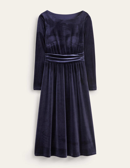 Abigail Midikleid aus Samt-Marineblau