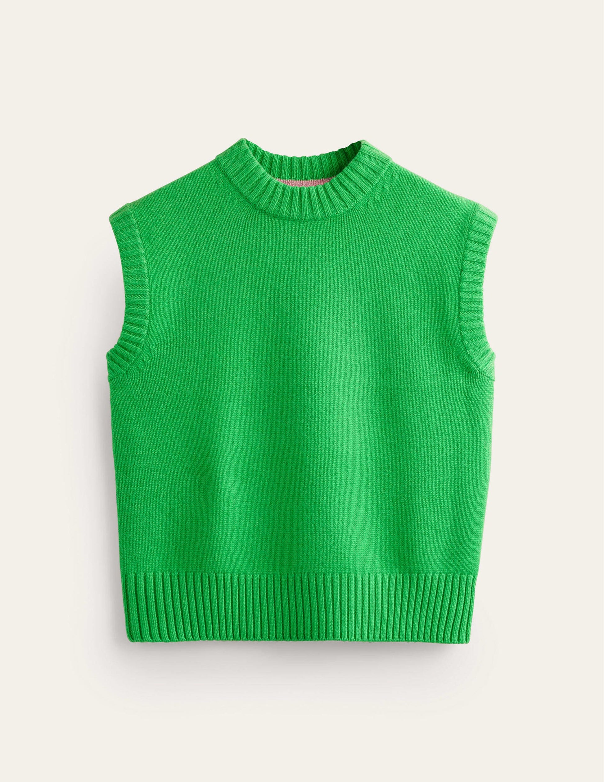 Débardeur col rond en cachemire épais-Vert pigment-6