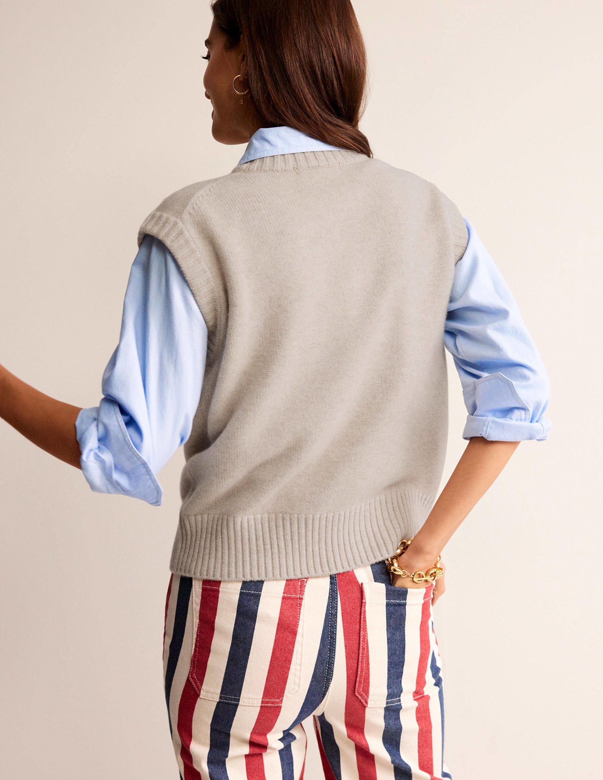 Pullunder aus dickem Kaschmir mit Rundhalsausschnitt-Haferbeige-3