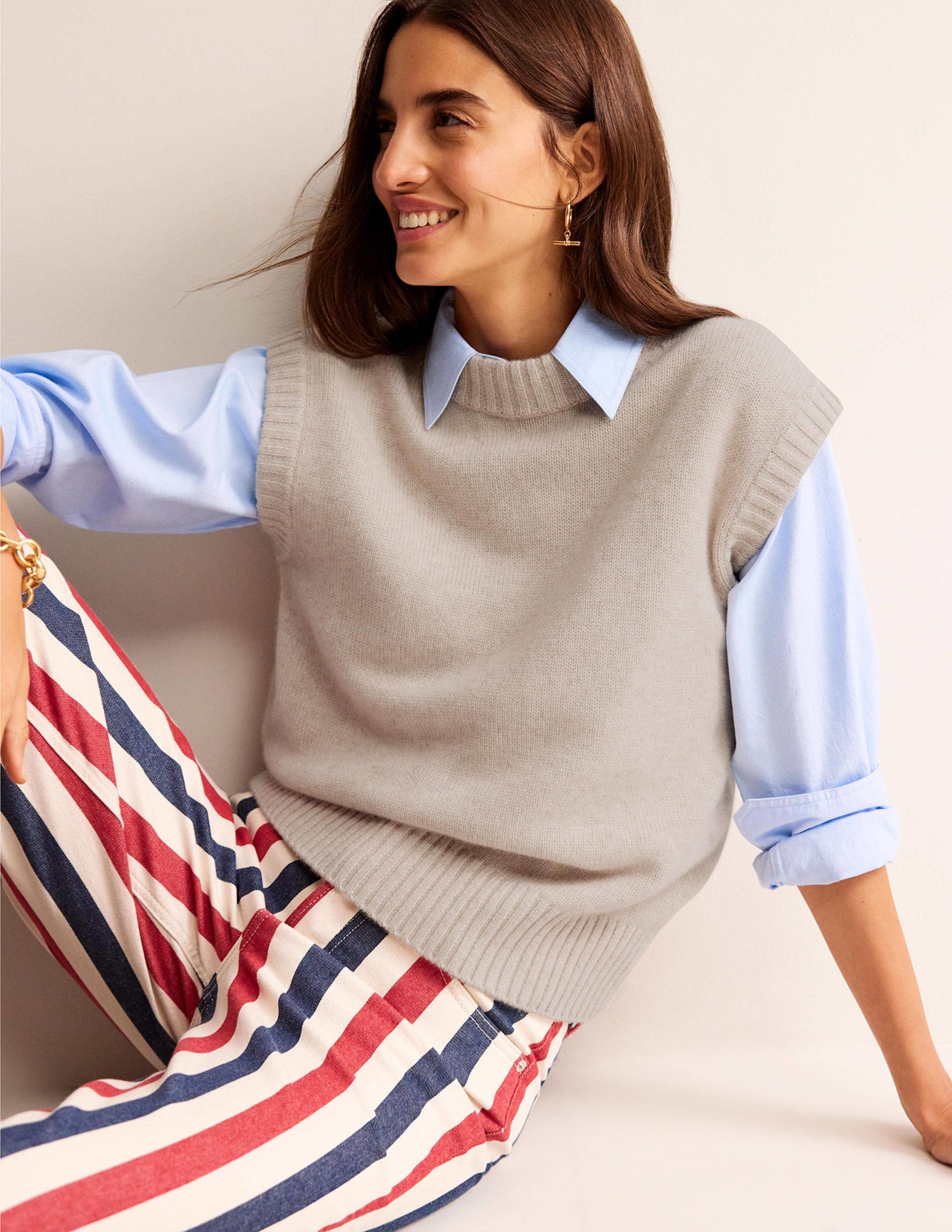 Pullunder aus dickem Kaschmir mit Rundhalsausschnitt-Haferbeige-4