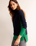 Jessica Oversize-Pullover-Marineblau Blockfarben