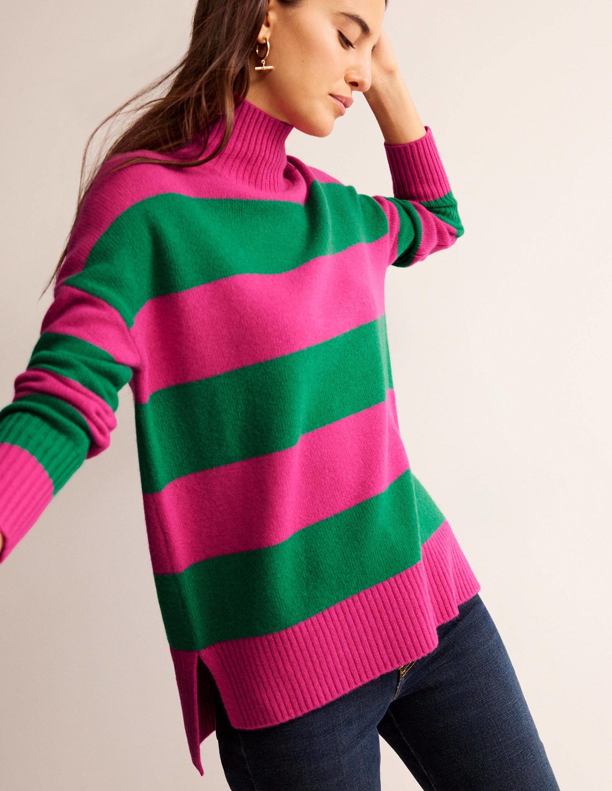Jessica Oversize-Pullover-Kräftiges Pink/Veridiangrün-4