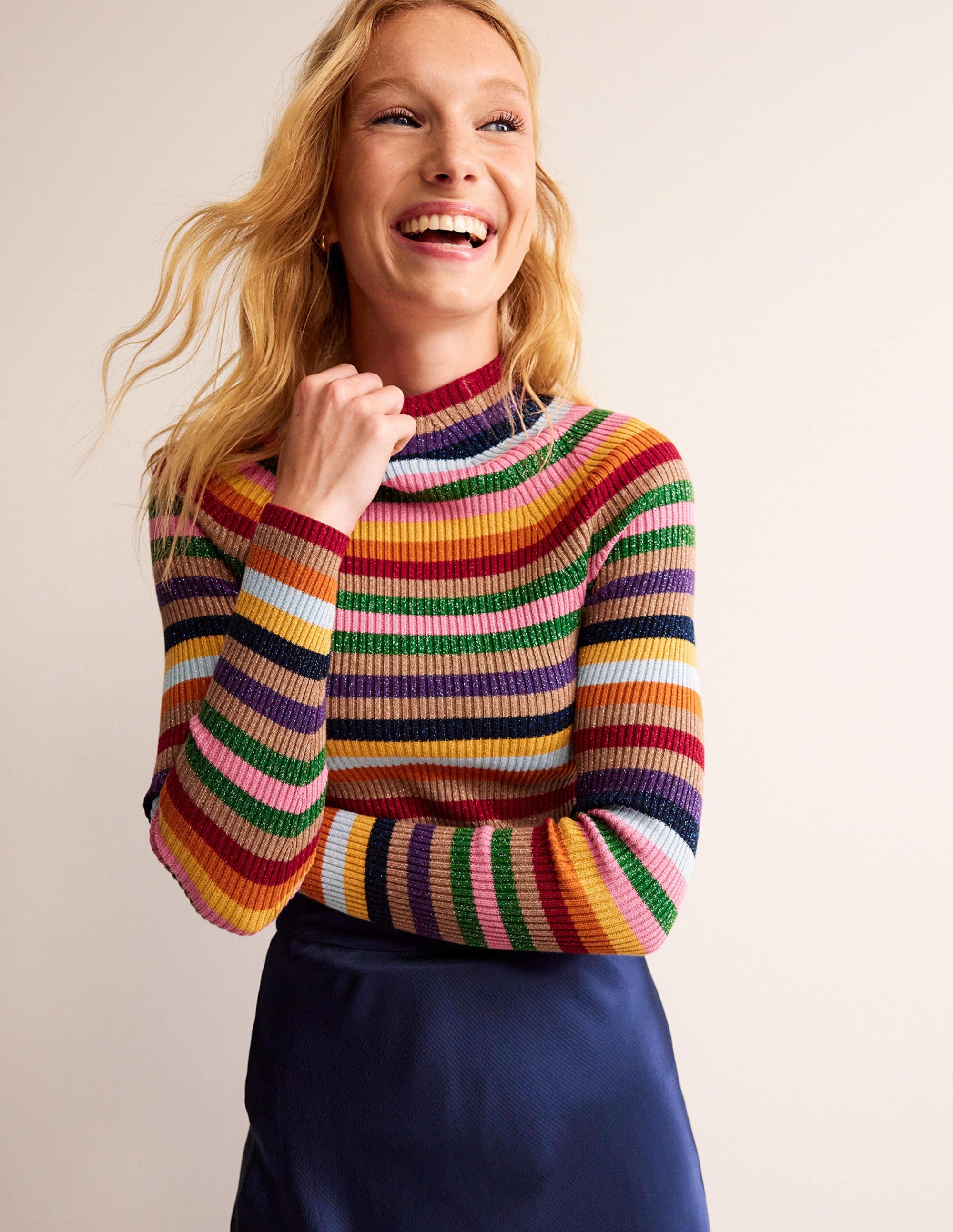 Matilda Glitzer-Pullover-Glitzer/Bunt, Gestreift - Image 1