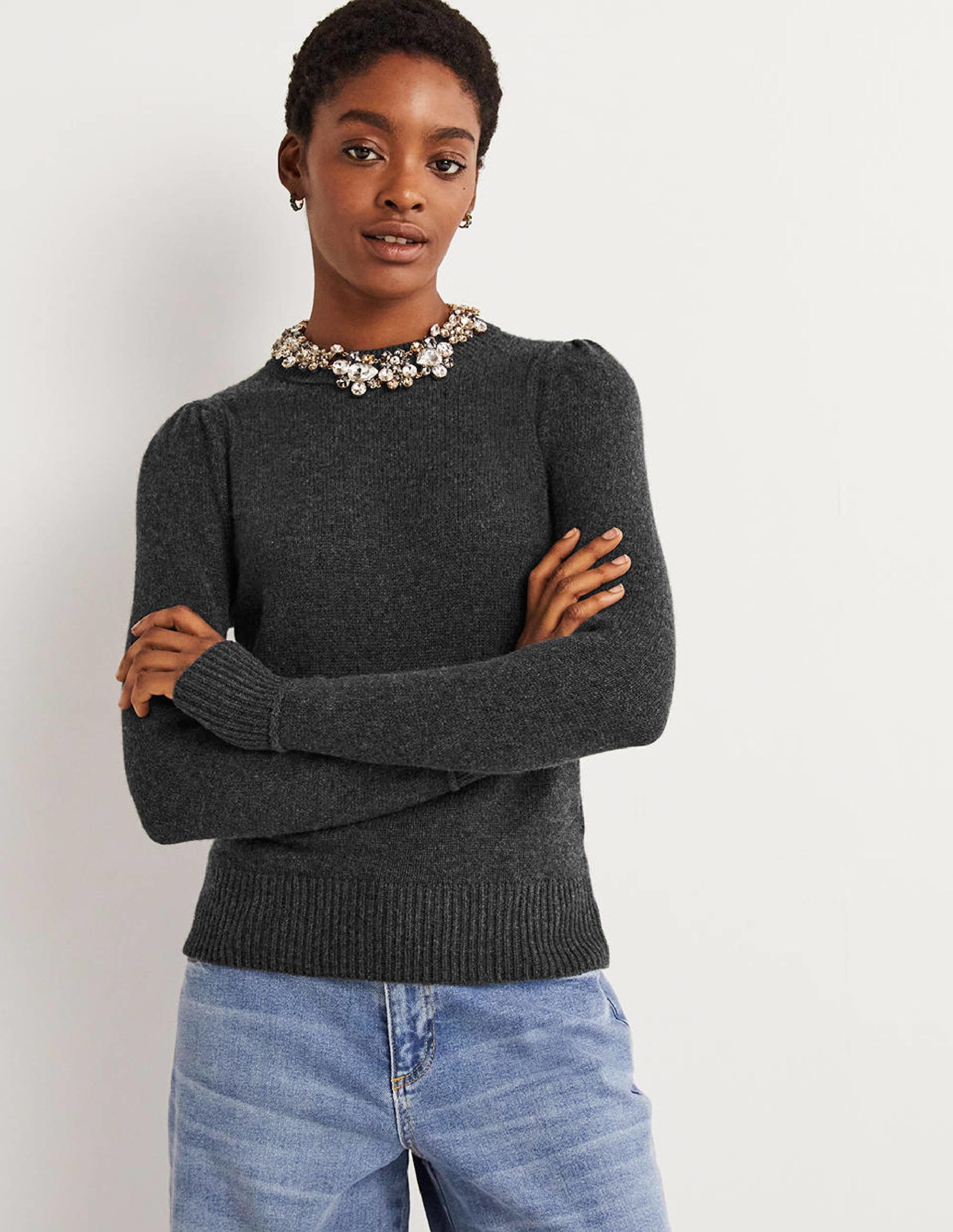Lofty Cashmere Jumper-Charcoal Melange - Image 1