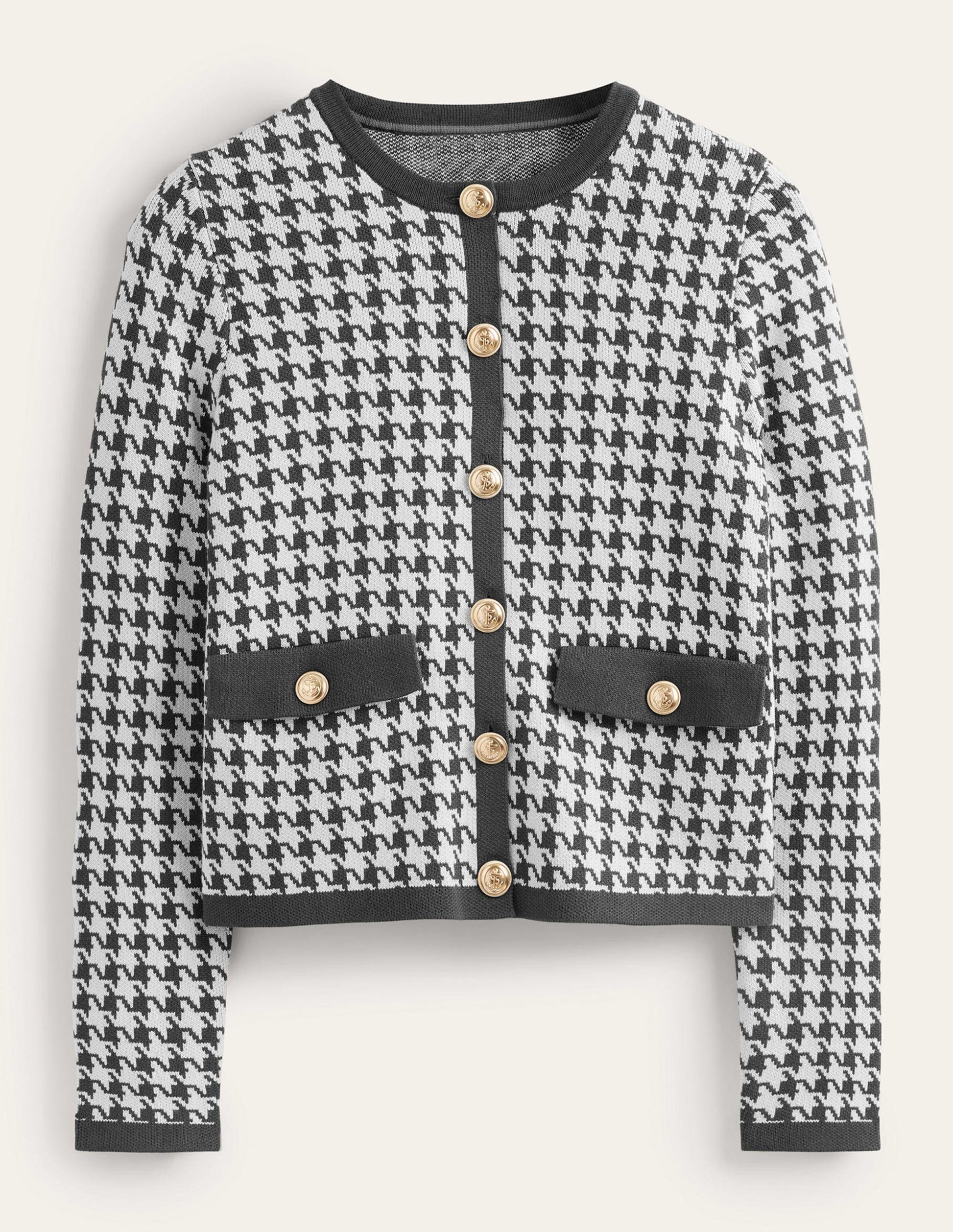 Holly Cardigan-Anthrazit / Naturweiß Hahnentrittmuster-5