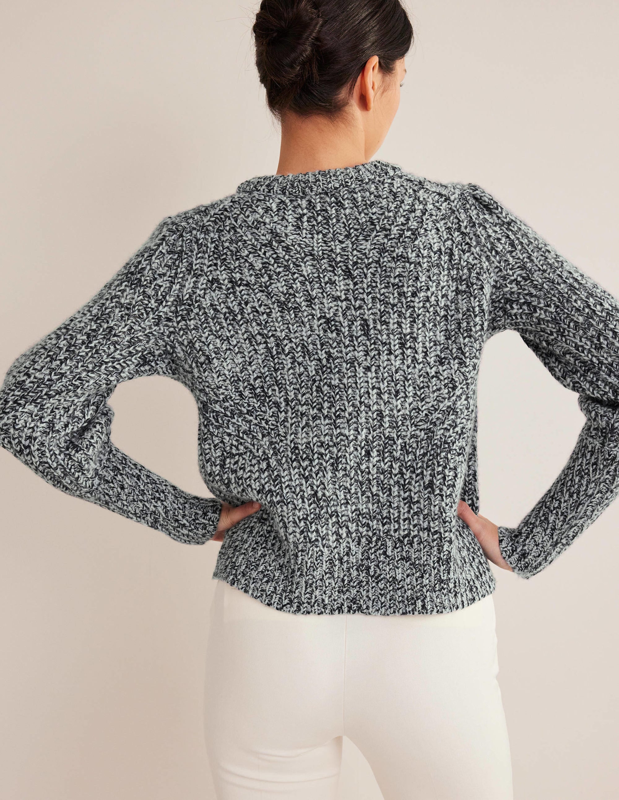 Pull à côtes épaisses en cachemire-Navy, Chinchilla Marl - Image 3