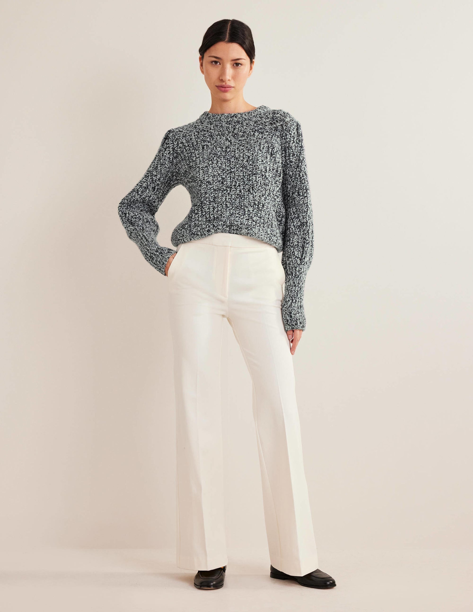 Pull à côtes épaisses en cachemire-Navy, Chinchilla Marl - Image 4