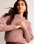 Breiter Kaschmirpullover mit Rippstruktur-Dusty Rose Marl