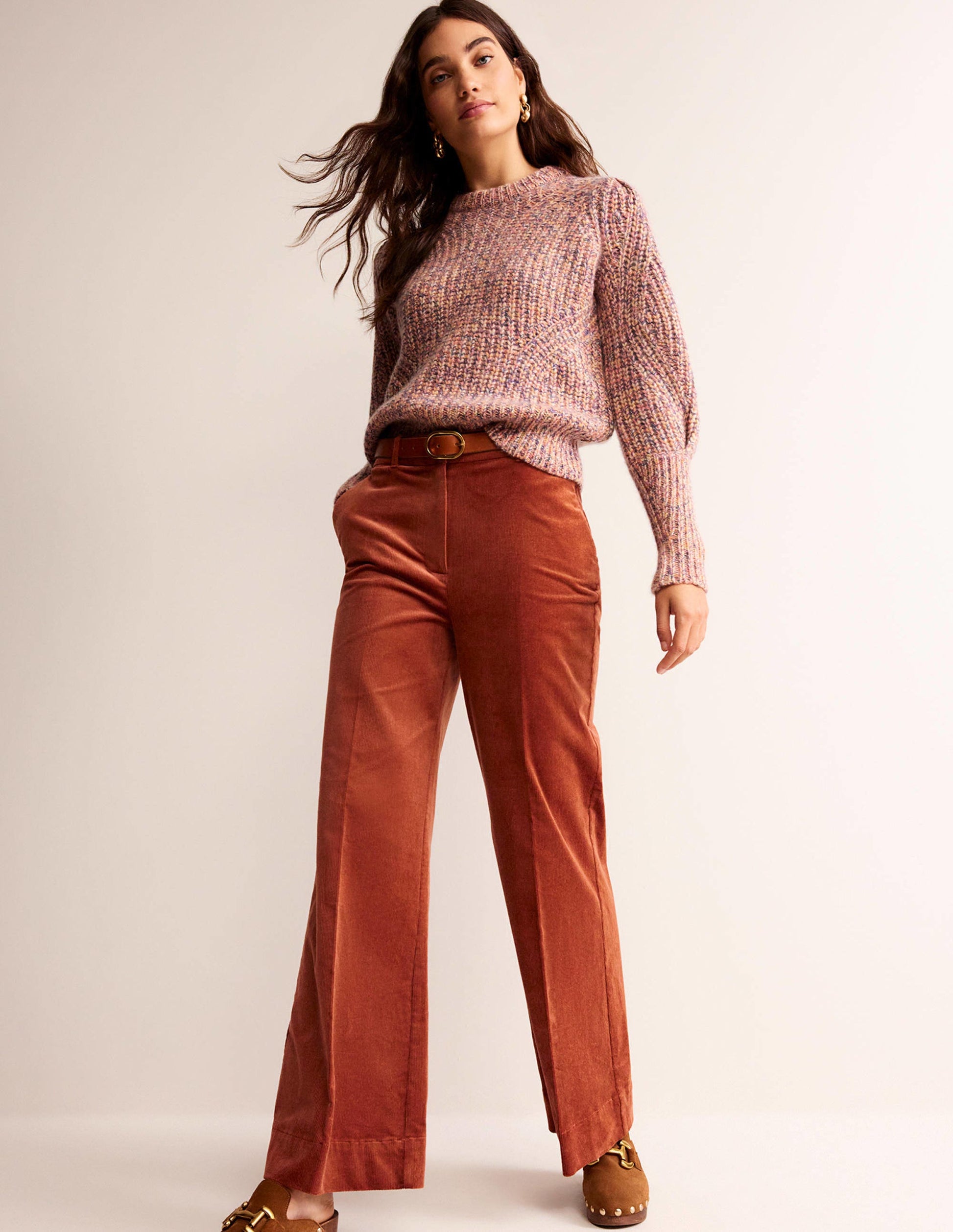 Breiter Kaschmirpullover mit Rippstruktur-Dusty Rose Marl-4